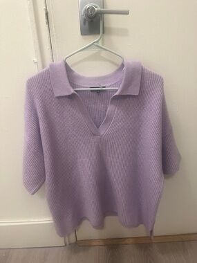 1. State Lavender V-Neck Polo Sweater